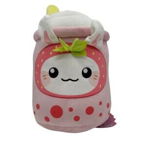 Honeymaru Strawberry Bunny Bubble Tea Plush Pink Kawaii NWT 15”